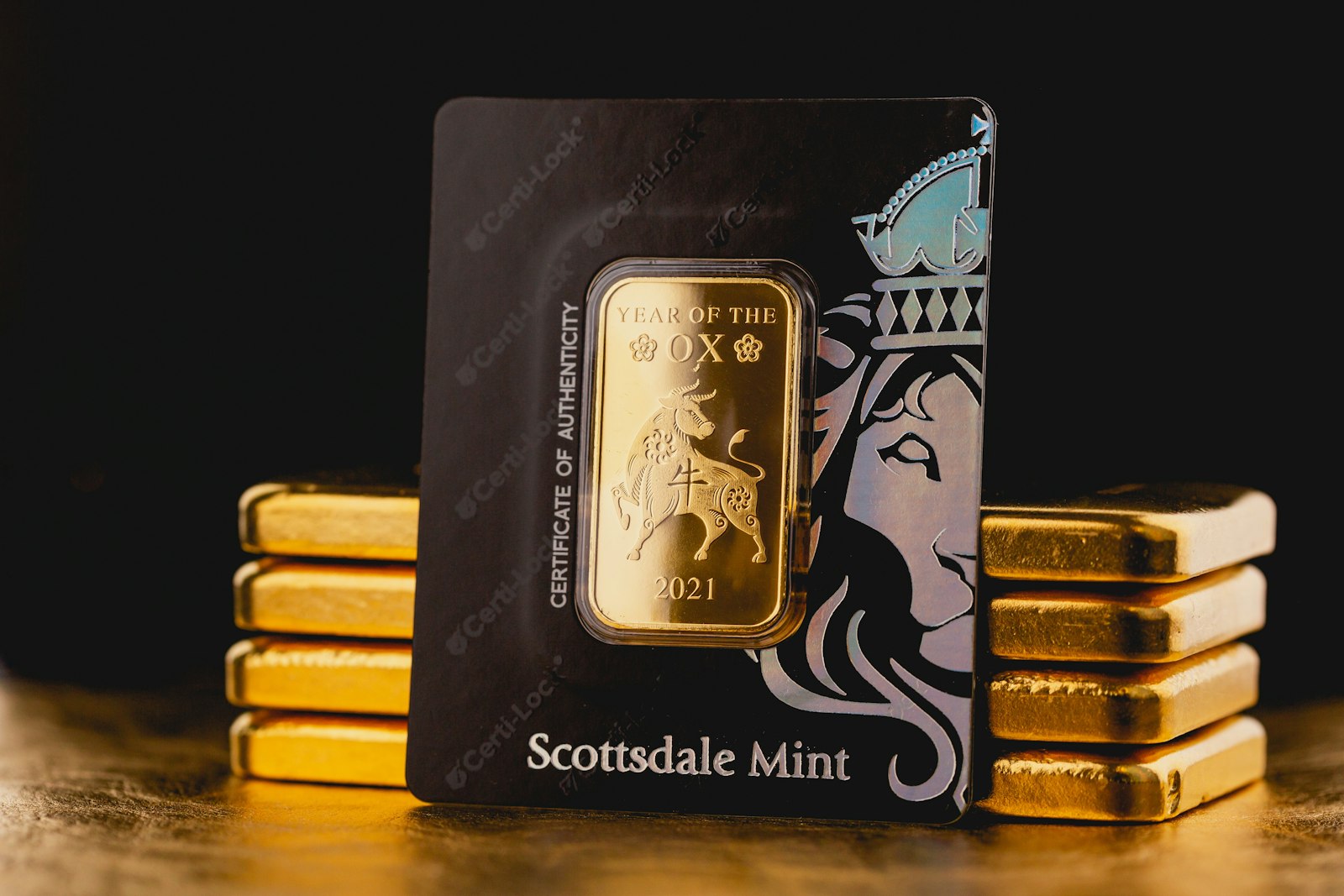 Stacked gold bullion bars